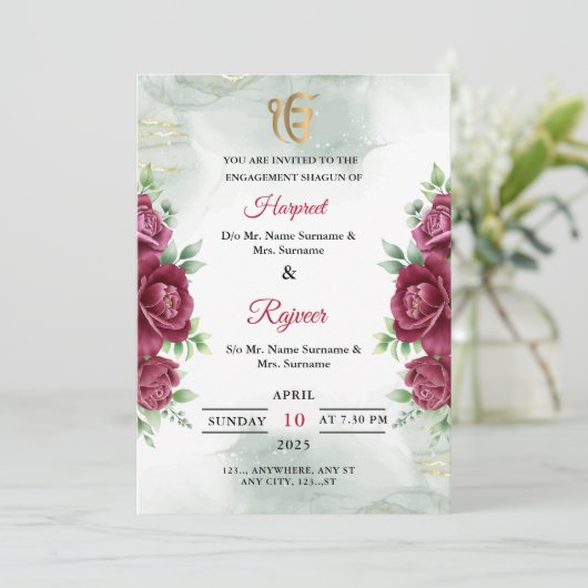 シク教エンゲージメントシャグン招待状, ローカカード 招待状 (スタンド正面)