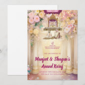 シク教徒の結婚式の招待状 デジタルパンジャブ語の結婚式 招待状 (正面/裏面)