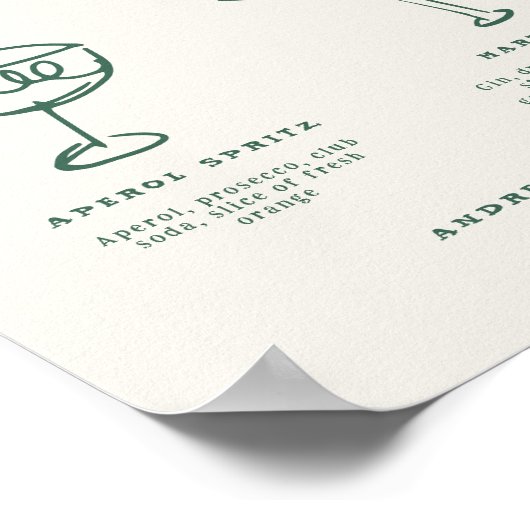 シグニお洒落グドリンクカクテル結婚のサイン ポスター (角)