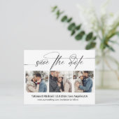 シグニスタイリッシュグスクリプト3枚の写真が日付を保存 ポストカード (スタンド正面)