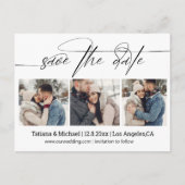 シグニスタイリッシュグスクリプト3枚の写真が日付を保存 ポストカード (正面)