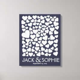 シグニティ結婚ングのゲストブックハートの色の選択 キャンバスプリント