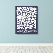 シグニティ結婚ングのゲストブックハートの色の選択 キャンバスプリント (インサイチュ (ウッドフロア))