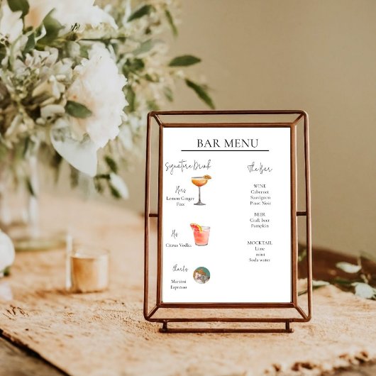 シグニモダンティミニマル・ドリンク・カクテルバー標識 ポスター