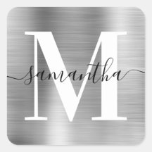 シグネチエレガントャモダンモノグラム銀箔