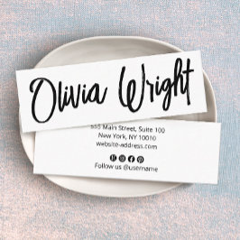 シグネチカッコいいャはっきりしたスクリプトのタイポグラフィモダン白 スキニー名刺