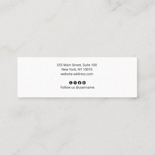 シグネチカッコいいャはっきりしたスクリプトタイポグラフィモダン黒 スキニー名刺 (裏面)