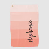 シグネチパーソナライズされたャモダンコーラルカラーブロック ゴルフタオル (正面)