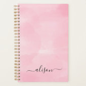 シグネチパーソナライズされたャ・ピンク・ウォーター・カラー・プランナー プランナー手帳 (正面)