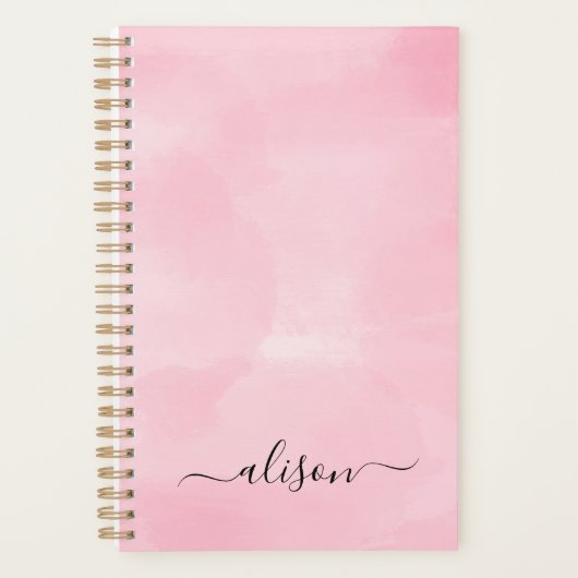 シグネチパーソナライズされたャ・ピンク・ウォーター・カラー・プランナー プランナー手帳 (正面)