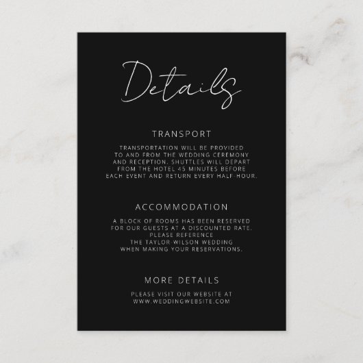 シグネチミニマルャ・スクリプト黒結婚の詳細 エンクロージャーカード (正面)