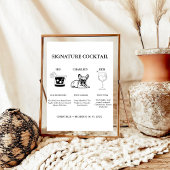 シグネチモダンャ結婚・コクテール・ドリンクのバー標識 ポスター