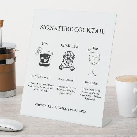 シグネチモダンャ結婚・コクテール・ドリンクのバー標識 台座サイン (インサイチュ)