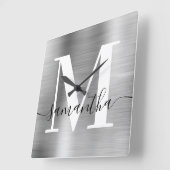 シグネチモダンャ・モノグラム銀箔 スクエア壁時計 (傾斜)