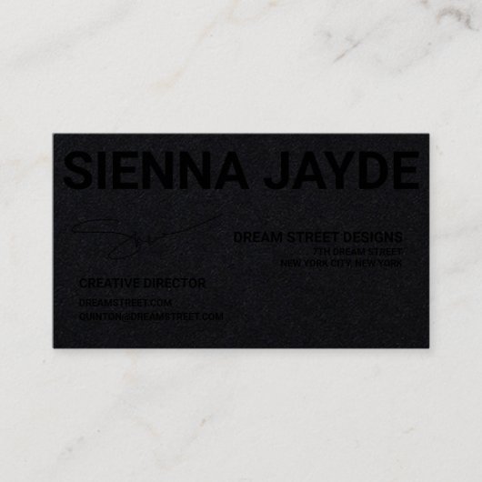 シグネチャマはっきりしたットブラックビジネスカード 名刺 (正面)
