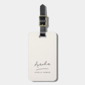 シグネチャモノグラムミニマルアイボリーエレガントフェミニン ラゲッジタグ (正面縦)