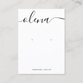 シグネチャーかわいらしスクリプトのホワイトイヤリング 名刺 (正面)