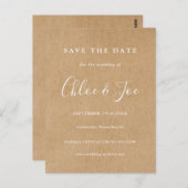 シグネチャーウェディング日付クラフト素朴カードを保存 ポストカード (正面/裏面)