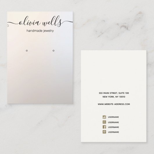 シグネチャーエレガントスクリプトのグラデーションのイヤリング表示 名刺 (正面/裏面)
