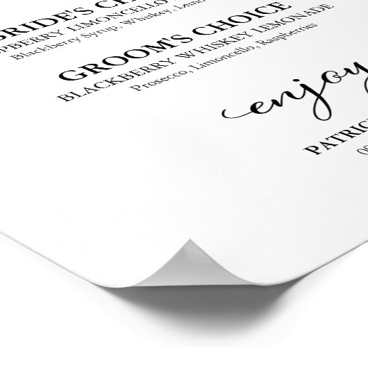 シグネチャーカクテルエレガントなウェディングサイン ポスター (角)