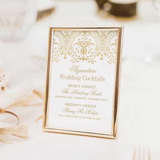 シグネチャーカクテルエレガント金ゴールドヴィンテージウェディング
