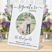 シグネチャーカクテルカスタムフォトズ結婚ドリンクバー 台座サイン