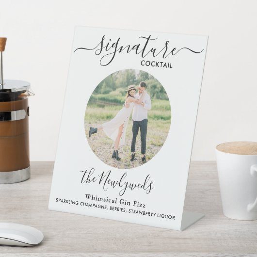 シグネチャーカクテルカスタムフォトズ結婚ドリンクバー 台座サイン (インサイチュ)
