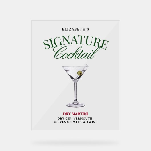 シグネチャーカクテルグリーン&レッドクラシー アクリルサイン (正面)