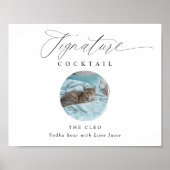 シグネチャーカクテルサインペットフォトエレガントな結婚式 ポスター (正面)