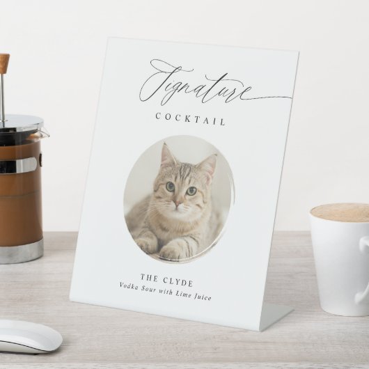 シグネチャーカクテルサインペットフォトエレガントな結婚式 台座サイン (インサイチュ)