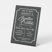 シグネチャーカクテルチョーク結婚ボードのドリンク 台座サイン (正面)