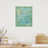 シグネチャーカクテルトロピカルブルーグリーングリッター ポスター (キッチン)