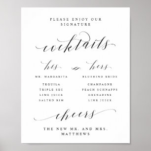 シグネチャーカクテルハーフ&ハーフのバーメニューサイン ポスター