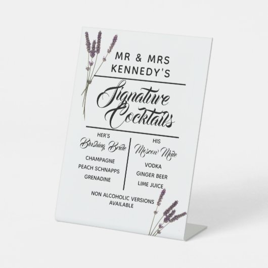 シグネチャーカクテルラベ結婚ンダーのドリンクサイン 台座サイン (正面)