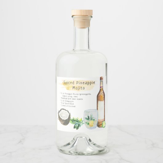 シグネチャーカクテルレシピ結婚式の引き出物ラベル リキュールボトルラベル (正面)