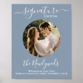 シグネチャーカクテル写真 ダスティーブルー結婚式バー ポスター (正面)