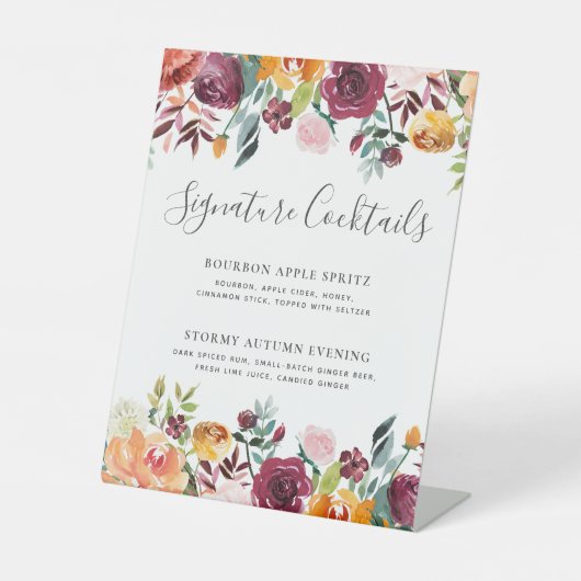 シグネチャーカクテル秋結婚のバーメニュー 台座サイン (正面)