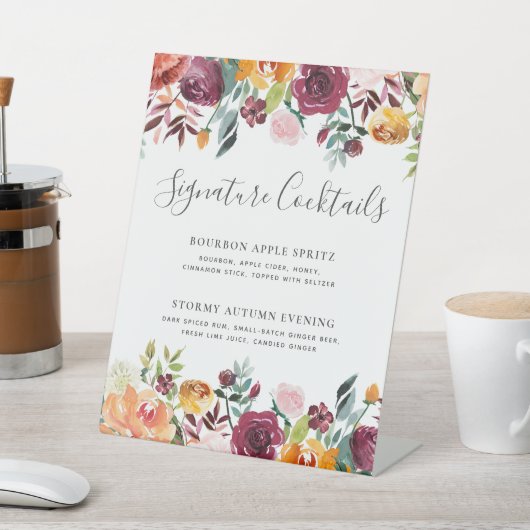 シグネチャーカクテル秋結婚のバーメニュー 台座サイン (インサイチュ)