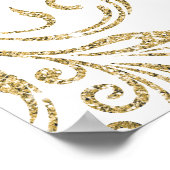 シグネチャーカクテル、新郎新婦金ゴールドグリッター ポスター (角)