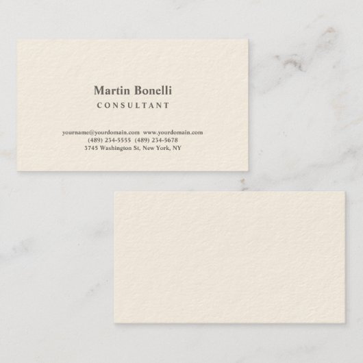 シグネチャークリームコンエレガントサルタントミニマリスト 名刺 (正面/裏面)