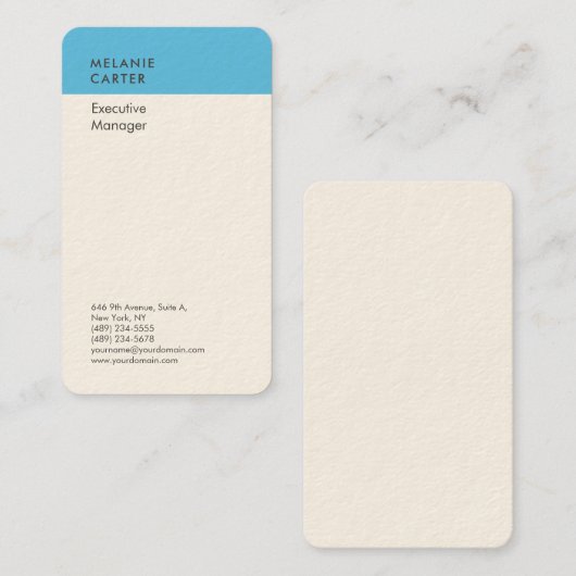 シグネチャークリームスカイブルーシンプルのプレーンモダン 名刺 (正面/裏面)