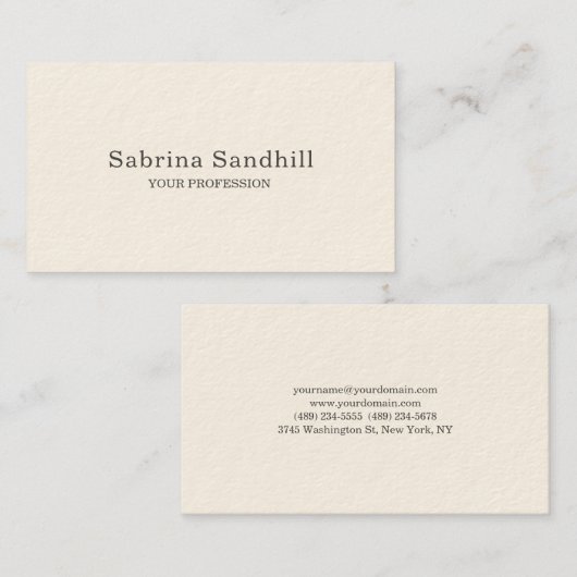 シグネチャークリームプレーンエレガントミニマシンプルリスト 名刺 (正面/裏面)