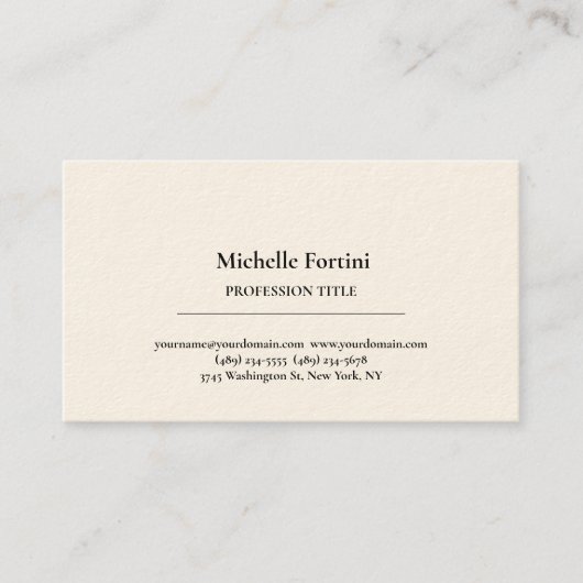 シグネチャークリームプレーンエレガントミニマシンプルリスト 名刺 (正面)