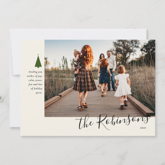 シグネチャーグリーンツリー独身のフォトホリデーカード シーズンカード (正面)
