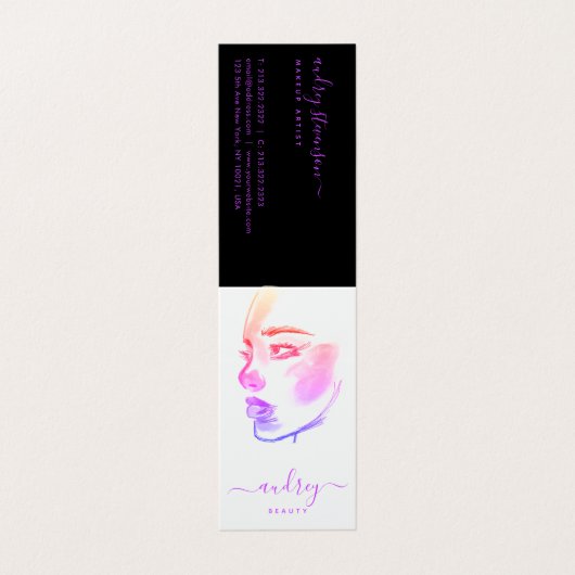 シグネチャーシックタイポグラフィパープル&美しいパール 名刺 (外部フラット)