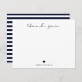 シグネチャースクリプトありがとうネイビーブルーハート ノートカード (正面/裏面)