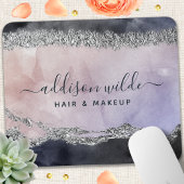 シグネチャースクリプトウォーターカラーパープルブラックシルバー マウスパッド