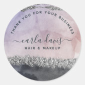 シグネチャースクリプトウォーターカラーパープルブラックシルバー ラウンドシール (正面)