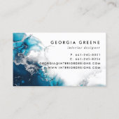 シグネチャースクリプトウォーターカラーブルーシルバーマーブル 名刺 (裏面)