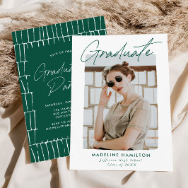 シグネチャースクリプトグリーンフォト卒業パーティー 招待状